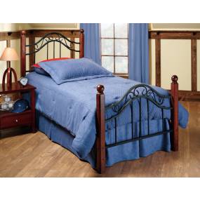 Hillsdale Furniture Madison Twin Metal Bed with Cherry Wood Posts, Textured Black - 1010BTWR