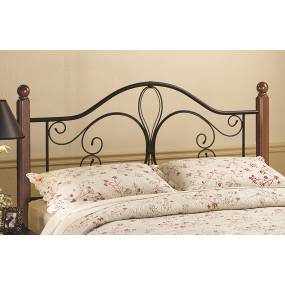 Hillsdale Furniture Milwaukee Full/Queen Metal Headboard with Cherry Wood Posts, Textured Black - 1422HFQP