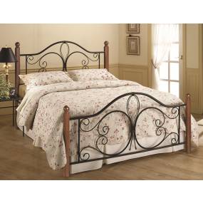 Hillsdale Furniture Milwaukee Queen Metal Bed with Cherry Wood Posts, Textured Black - 1422BQRP
