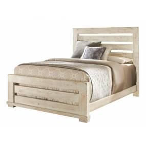 Willow Queen Slat Complete Bed in Distressed White - Progressive Furniture P610-60-61-78