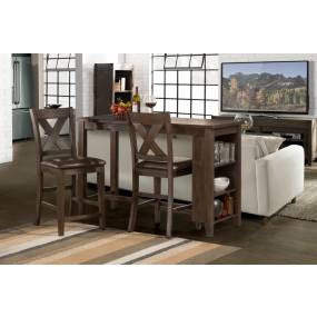 Hillsdale Furniture Spencer Wood 3 Piece Counter Height Dining with X Back Stools, Dark Espresso Wire Brush - 4703CTB3S2