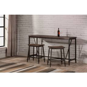 Hillsdale Furniture Trevino Metal 3 Piece Counter Height Set, Distressed Walnut/ Copper Brown - 4236CB