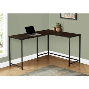 Computer Desk / Home Office / Corner / 58"L / L Shape / Work / Laptop / Metal / Laminate / Brown / Black / Contemporary / Modern - Monarch Specialties I 7390