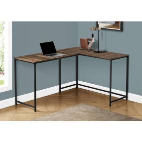 Computer Desk / Home Office / Corner / 58"L / L Shape / Work / Laptop / Metal / Laminate / Brown / Black / Contemporary / Modern - Monarch Specialties I 7391