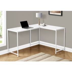 Computer Desk / Home Office / Corner / 58"L / L Shape / Work / Laptop / Metal / Laminate / White / Contemporary / Modern - Monarch Specialties I 7395
