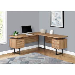 Computer Desk / Home Office / Corner / Left / Right Set-Up / Storage Drawers / 70"L / L Shape / Work / Laptop / Metal / Laminate / Brown / Black / Contemporary / Modern - Monarch Specialties I 7612