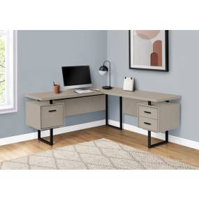 Computer Desk / Home Office / Corner / Left / Right Set-Up / Storage Drawers / 70"L / L Shape / Work / Laptop / Metal / Laminate / Beige / Black / Contemporary / Modern - Monarch Specialties I 7614