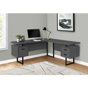 Computer Desk / Home Office / Corner / Left / Right Set-Up / Storage Drawers / 70"L / L Shape / Work / Laptop / Metal / Laminate / Grey / Black / Contemporary / Modern - Monarch Specialties I 7615