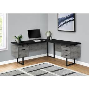 Computer Desk / Home Office / Corner / Left / Right Set-Up / Storage Drawers / 70"L / L Shape / Work / Laptop / Metal / Laminate / Grey / Black / Contemporary / Modern - Monarch Specialties I 7617