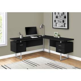 Computer Desk / Home Office / Corner / Left / Right Set-Up / Storage Drawers / 70"L / L Shape / Work / Laptop / Metal / Laminate / Black / Grey / Contemporary / Modern - Monarch Specialties I 7619