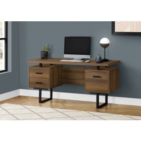 Computer Desk / Home Office / Laptop / Left / Right Set-Up / Storage Drawers / 60"L / Work / Metal / Laminate / Walnut / Black / Contemporary / Modern - Monarch Specialties I 7625