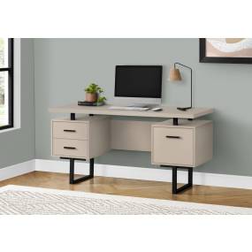 Computer Desk / Home Office / Laptop / Left / Right Set-Up / Storage Drawers / 60"L / Work / Metal / Laminate / Beige / Black / Contemporary / Modern - Monarch Specialties I 7629