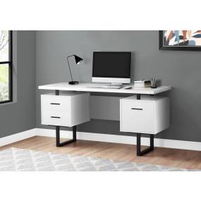 Computer Desk / Home Office / Laptop / Left / Right Set-Up / Storage Drawers / 60"L / Work / Metal / Laminate / White / Black / Contemporary / Modern - Monarch Specialties I 7631