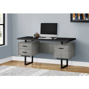 Computer Desk / Home Office / Laptop / Left / Right Set-Up / Storage Drawers / 60"L / Work / Metal / Laminate / Grey / Black / Contemporary / Modern - Monarch Specialties I 7632