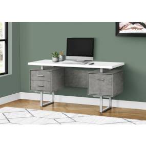 Computer Desk / Home Office / Laptop / Left / Right Set-Up / Storage Drawers / 60"L / Work / Metal / Laminate / Grey / White / Contemporary / Modern - Monarch Specialties I 7633