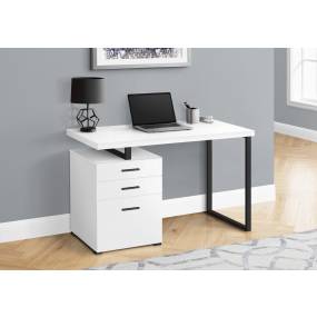 Computer Desk / Home Office / Laptop / Left / Right Set-Up / Storage Drawers / 48"L / Work / Metal / Laminate / White / Black / Contemporary / Modern - Monarch Specialties I 7646