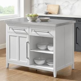 Silvia Stainless Steel Top Kitchen Island White/Stainless Steel - Crosley KF30080SS-WH