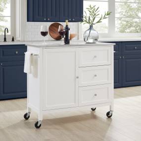 Soren Stainless Steel Top Kitchen Island/Cart White/Stainless Steel - Crosley KF30090SS-WH