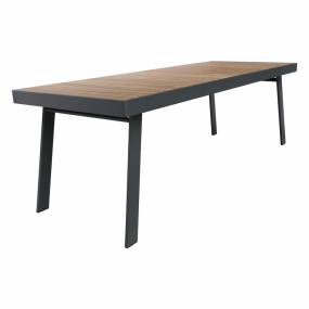 Armen Living Nofi Outdoor Patio Dining Table in Charcoal Finish with Teak Wood Top - Armen Living LCNODIGR