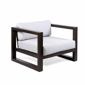 Paradise Outdoor Dark Eucalyptus Wood Lounge Chair with Grey Cushions - Armen Living LCPRCHLADK