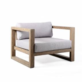 Paradise Outdoor Light Eucalyptus Wood Lounge Chair with Grey Cushions - Armen Living LCPRCHLALT
