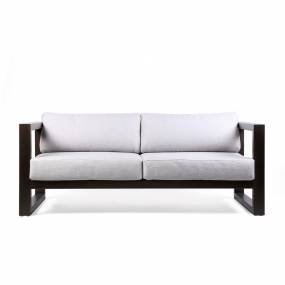 Paradise Outdoor Dark Eucalyptus Wood Sofa with Grey Cushions - Armen Living LCPRSOLADK