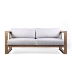 Paradise Outdoor Light Eucalyptus Wood Sofa with Grey Cushions - Armen Living LCPRSOLALT