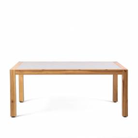 Sienna Outdoor Coffee Table with Teak Finish and Stone Top - Armen Living LCSICOWDTK