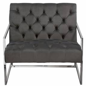 Luxe Accent Chair in Dusk Grey Tufted Velvet Fabric w/ Polished Stainless Steel Frame - Diamond Sofa LUXECHDG