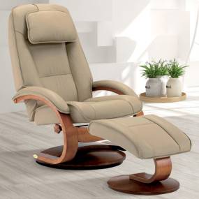 Relax-R™ Brampton Recliner and Ottoman in Cobblestone Top Grain Leather - Progressive Furniture M052-032103