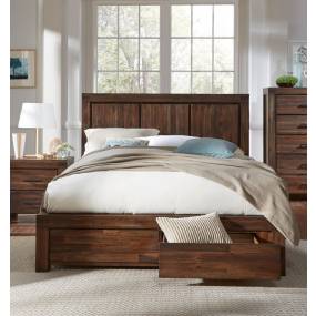 Meadow Queen-size Solid Wood Footboard Storage Bed in Brick Brown - Modus 3F41D5