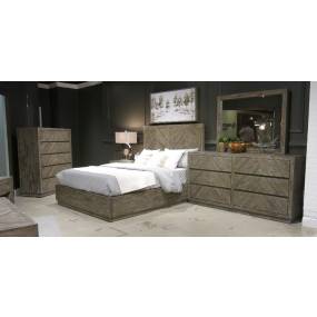 Herringbone Full-size Solid Wood Platform Bed in Rustic Latte - Modus 5QS3H4