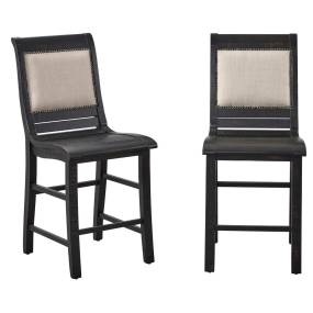 Willow Counter Upholstered Chair in Distressed Black (Set of 2) - Progressive Furniture P812-64