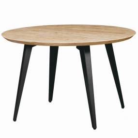 Ravenna Modern Round Wood 47" Dining Table With Metal Legs - LeisureMod RTM47BN