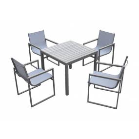Armen Living Bistro Dining Set Grey Powder Coated Finish (Table with 4 chairs) - Armen Living SETODBI