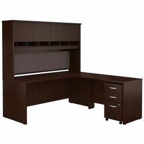 Series C 72W L Shaped Desk w/ Hutch & Mobile File Cabinet in Mocha Cherry - Bush Furniture SRC0018MRSU