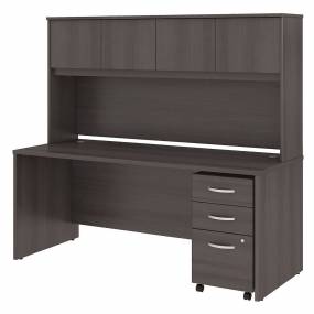 Bush Business Furniture STC011SGSU - Studio C 72W x 30D Office Desk w/ Hutch & Mobile File Cabinet in Storm Gray