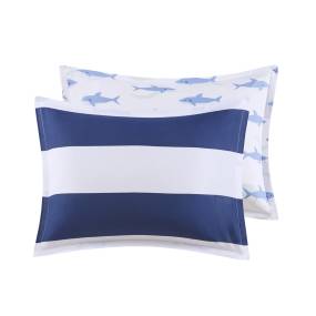 Cotton Cabana Stripe Reversible Comforter Set with Shark Reverse - Olliix UHK10-0192