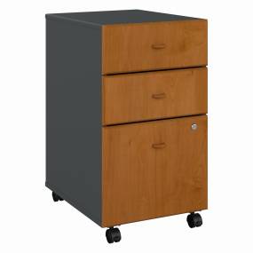 Series A 3 Drawer Mobile File Cabinet in Natural Cherry & Slate - Bush Furniture WC57453PSU
