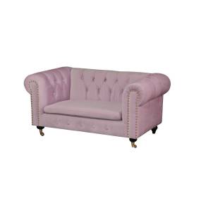 Gold Claire Kid's Sofa Pink Velvet - Shatana Home Z-GCLAIRE-KIDS PINK
