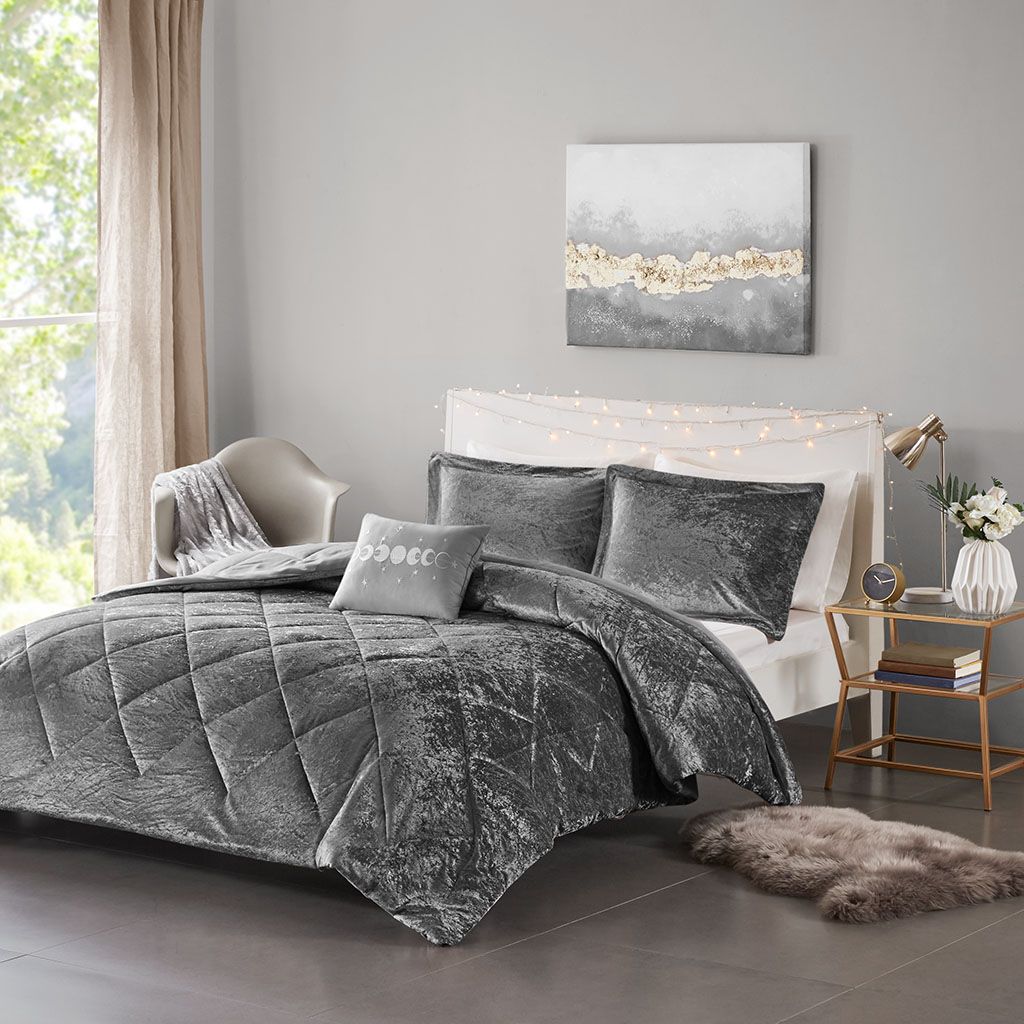 white and gray comforter set queen