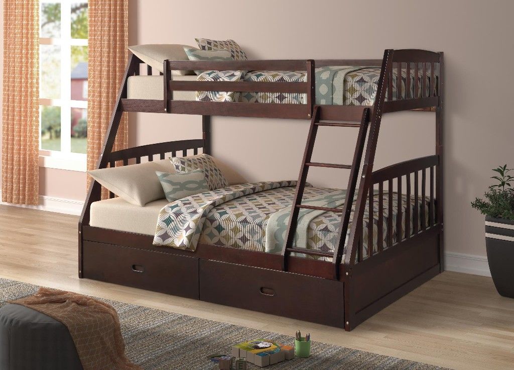 twin over full bunk bed with storage drawers
