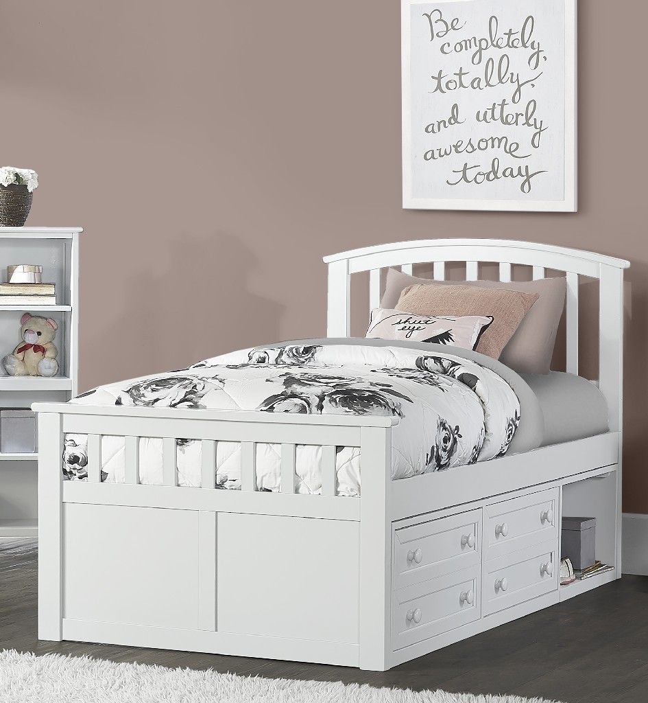 captains bed twin white
