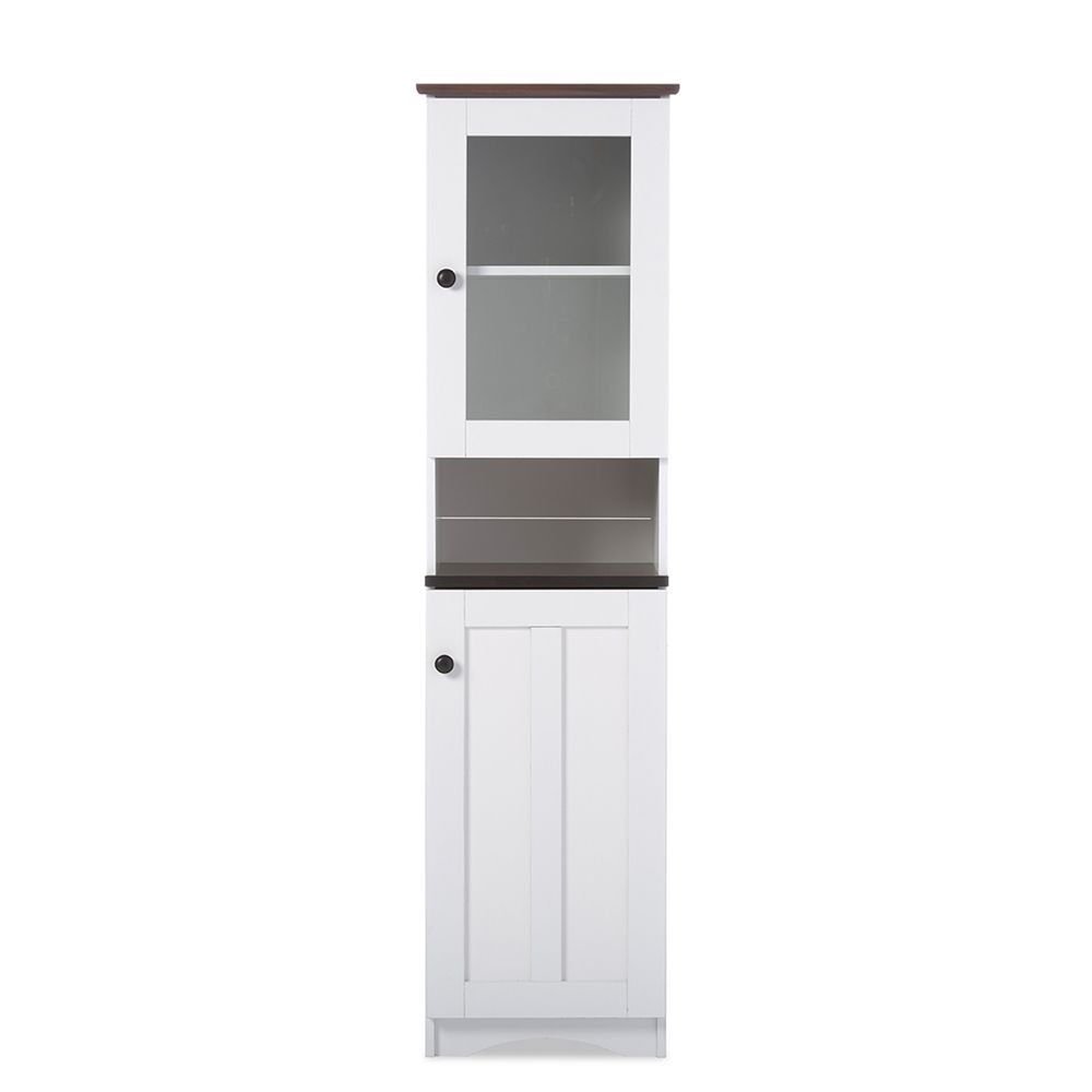 Baxton Studio Lauren Modern And Contemporary Two Tone White And Dark Brown Buffet And Hutch Kitchen Cabinet Dr 883300 White Wenge