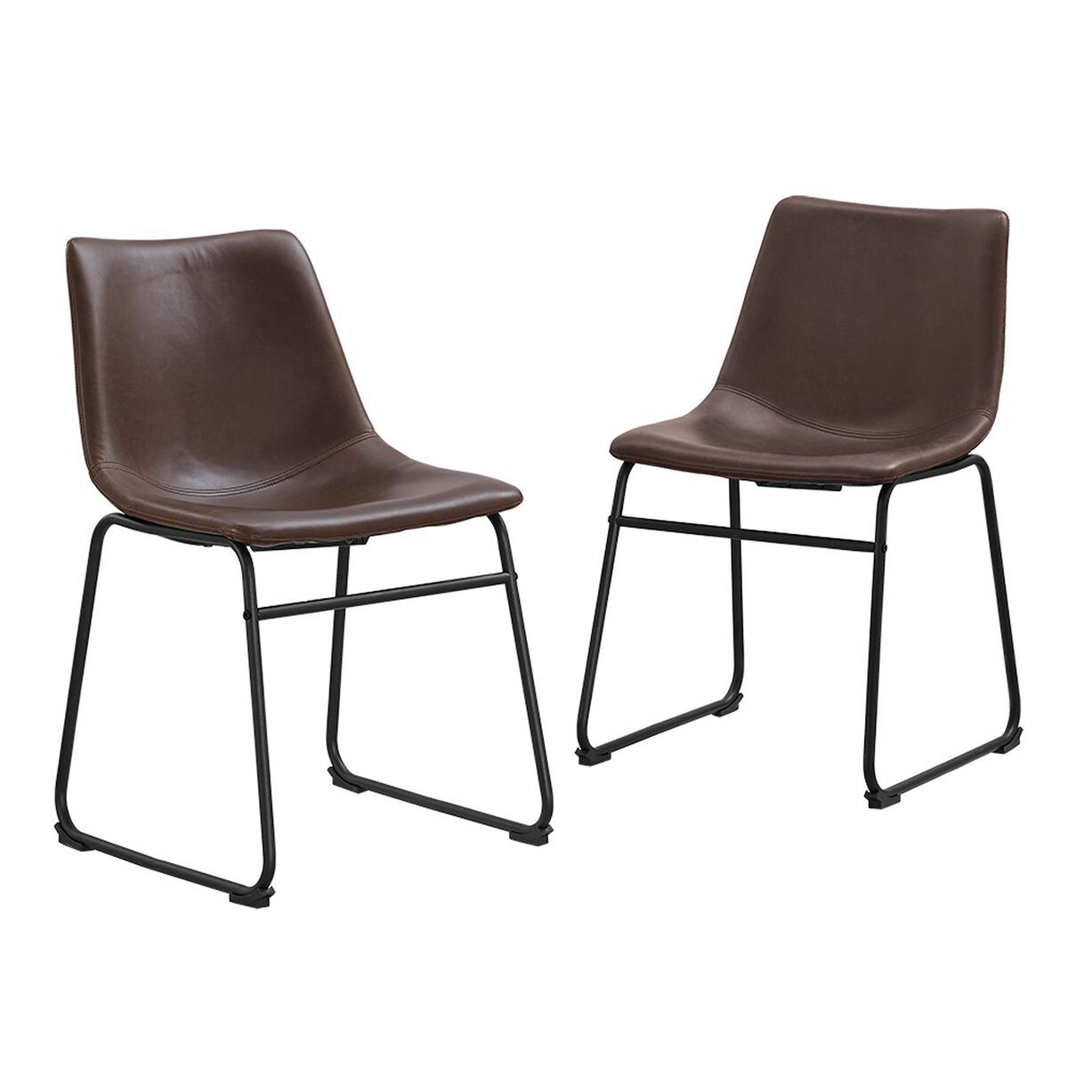 Brown Faux Leather Dining Chairs Set Of 2 Walker Edison Chl18br