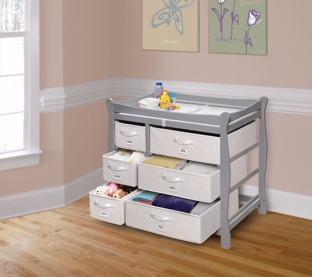 gray baby changing table