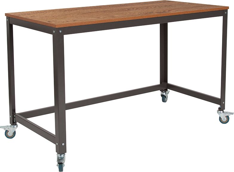Livingston Collection Computer Table And Desk In Brown Oak Wood
