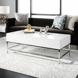 Carolina Contemporary Lift-Top Coffee Table in White Lacquer/Chrome - Safavieh FOX2241A