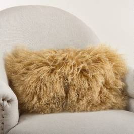 Wool Mongolian Lamb Fur 12 x 20 Throw Pillow - Saro Lifestyle 3564.GL1220B