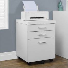 Monarch Specialties White Hollow-Core 3 Drawer File Cabinet on Castors I 7048 